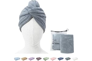 ENETIX 2 Pack Microfiber Hair Towel Wrap for Women, 10'' × 27'' Super Absorbent Anti-Frizz Hair Turban, Rapid Drying Hair Tow