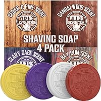 Viking Revolution - Shaving Soap - 4 Pack Variety Sandalwood, Cedar Pine, Clary Sage, Bay Rum - Smooth Wet Shave - Gifts For 