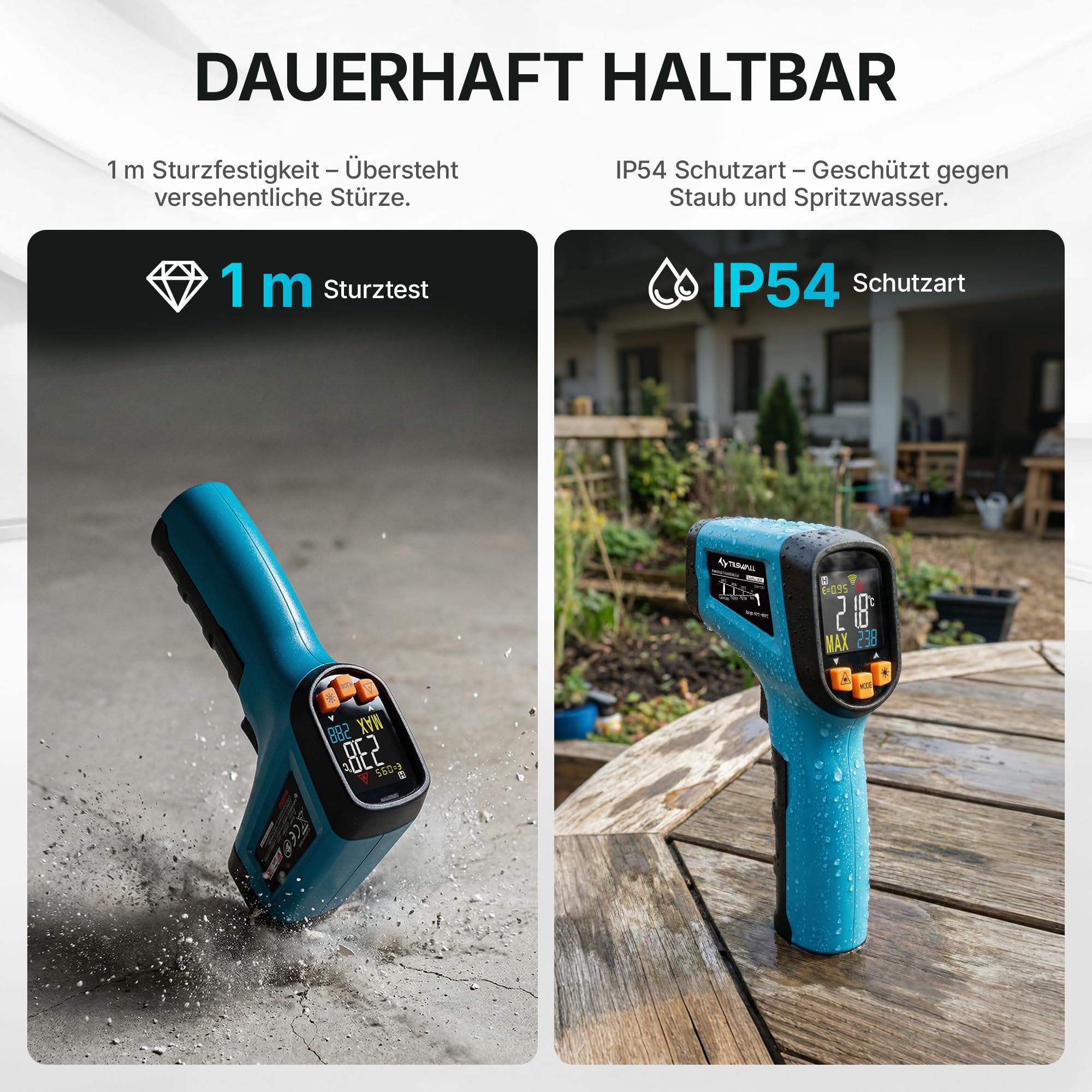 Tilswall Infrarot Thermometer(nicht für Menschen) -50°C bis 600°C IR Digital Laser Temperaturmessgerät für Kochen/Barbecue/Pizza Oven/Gefrierschrank/Industrie (Fleischthermometer inklusive) 6