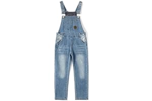 KIDSCOOL SPACE Baby Little Girls Denim Overalls,Toddler Big Boys Adjustable Jeans Workwear