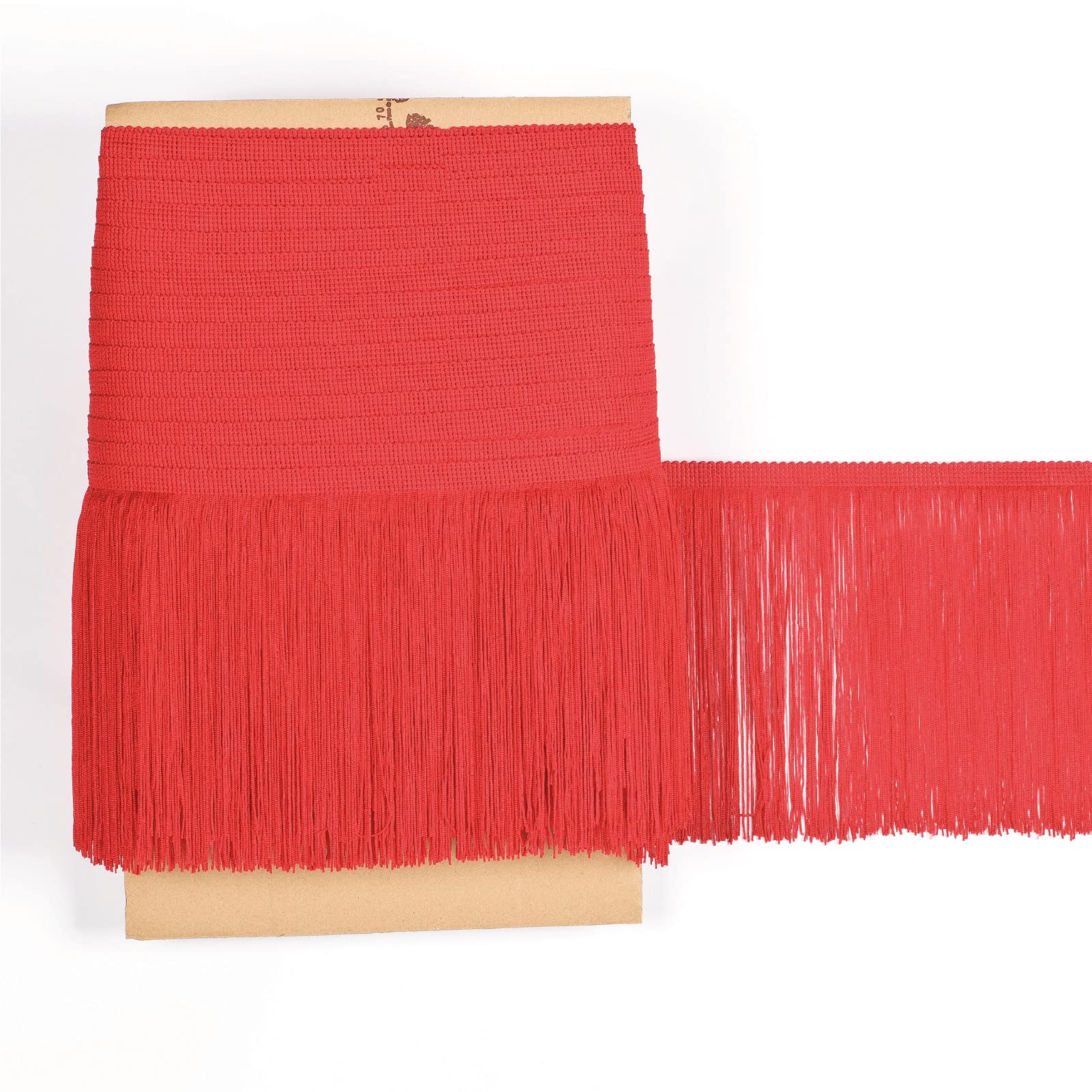 TEXTEX = Cuquillo Fringe for Sewing Flamenco and Sevillana. Composition Rayon 100%. Length of 20 cm. 5m Pieces. (Poppy red)