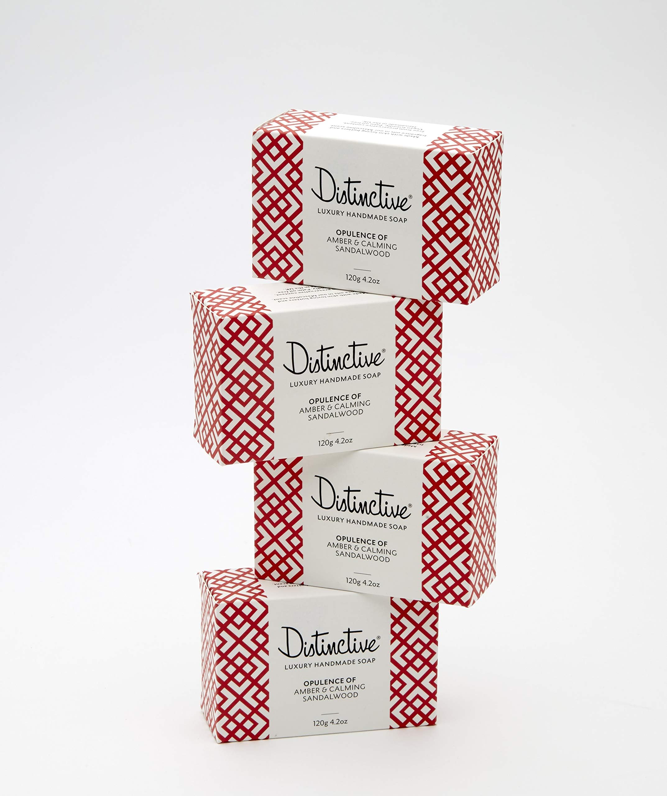 Luxury Handmade Soap Bars x 4, Opulence of Amber and Calming Sandalwood fragrance - Palm Oil FREE, No Preservatives