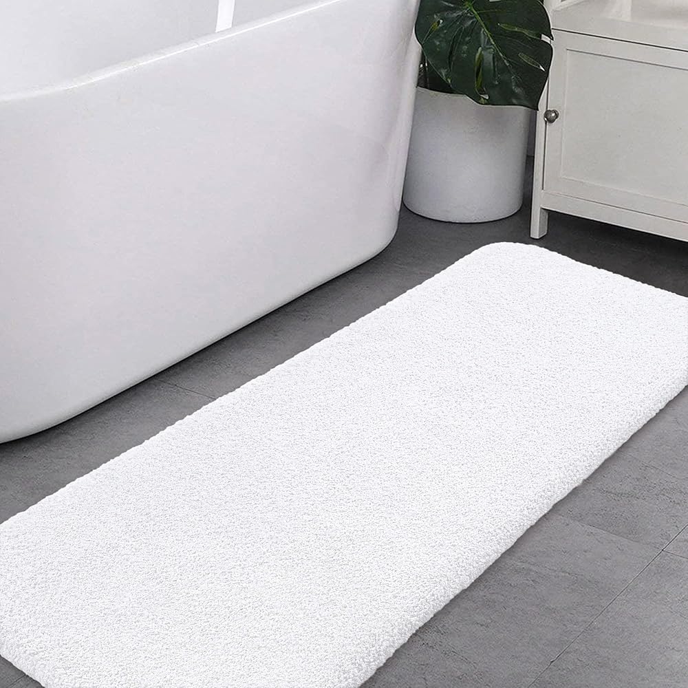 Non Slip Bath Mat Extra Large 50x178cm White Microfiber