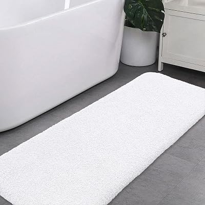 Non Slip Bath Mat Extra Large 50x178cm White Microfiber