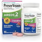PreserVision AREDS 2 Chewable Eye Vitamins, Mixed Berry, 60 Tablets | AREDS 2 formula, lutein &amp; zeaxanthin, vitamin C, E, zinc, copper, macular support* Vitamins, #1 eye doctor recommended brand1