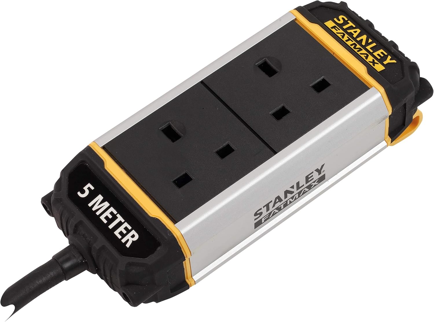 STANLEY 2-Gang 5m Powerboard with Integrated Belt Clip Durable Construction Bumpers for Added Protection