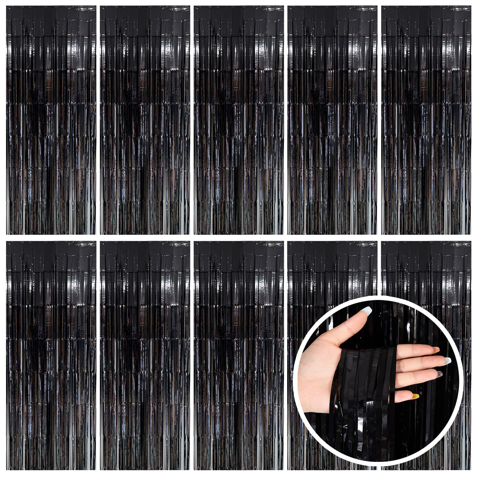 Photo 1 of (used/fair) (bagged) Black Party Streamers Foil Fringe Backdrop Curtains Tinsel Streamers Birthday Party Decorations Fringe Backdrop for Birthday Party Graduation Bridal Shower