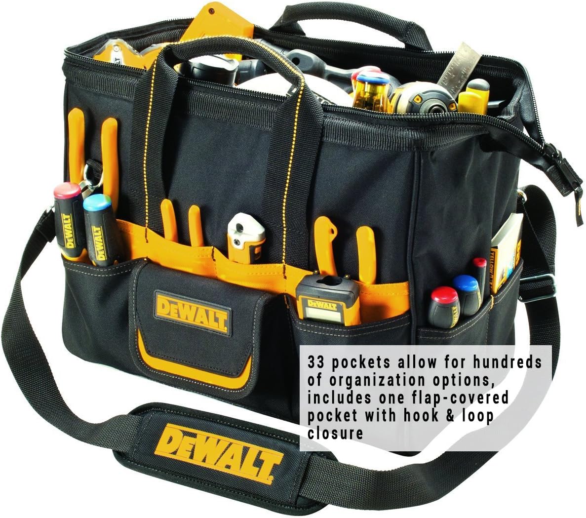 DEWALT DG5543 16 in. 33 Pocket Tool Bag, Black - - 