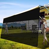 RVINGPRO RV Awning Shade Screen with Zipper 9' x 15'3'', 600D Oxford Top + Mesh Bottom, RV Sun Shade Screen for Awning, RV Sh
