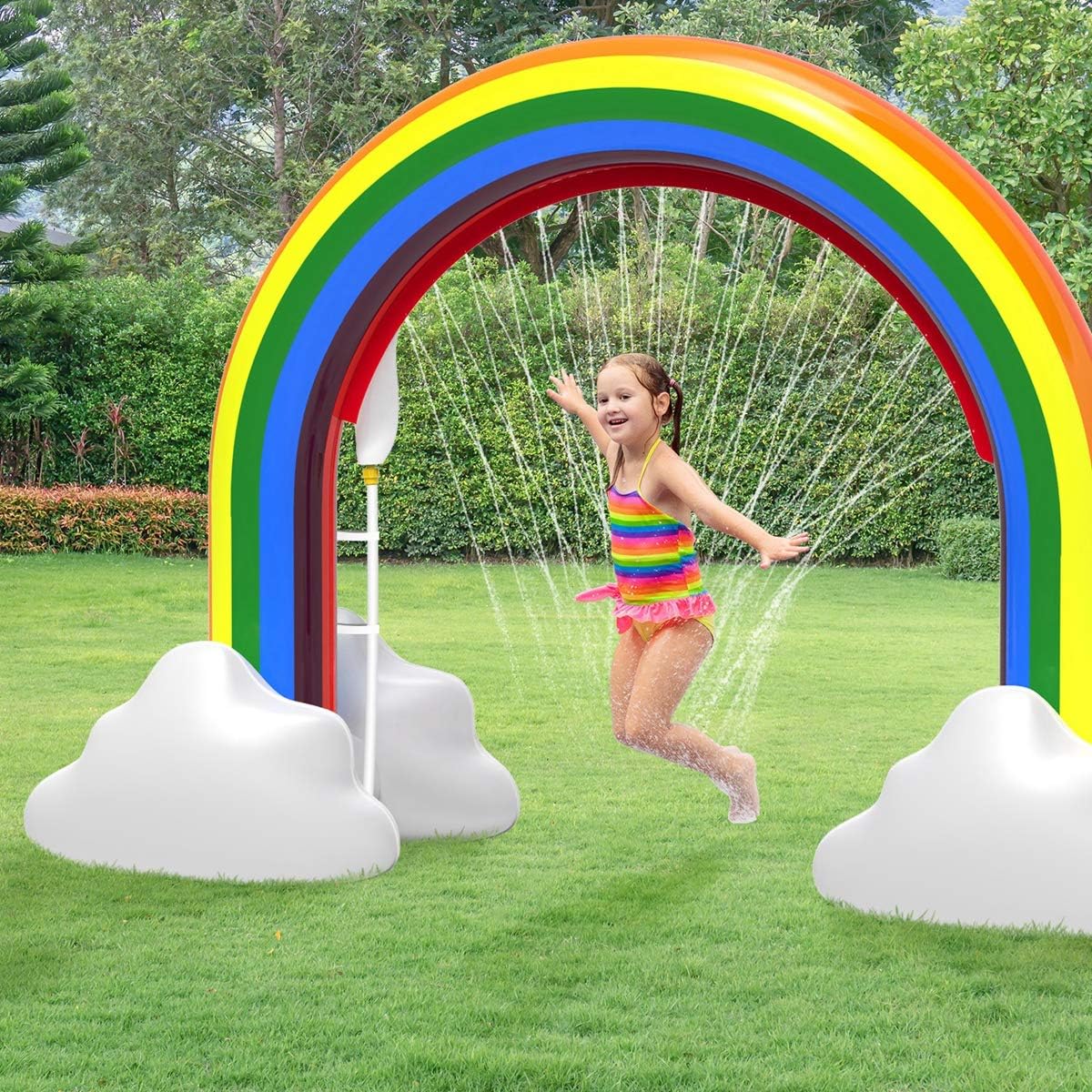 Rainbow Sprinkler Toys, Outdoor Inflatable Pools Summer Fun Spray Water Toy, Outside Backyard Family Water/Birthday Party Toy for Children Infants Toddlers,Boys, Girls 3 4 5 6 7 8 Year Old: Toys & Games