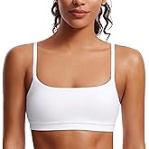 CRZ YOGA Butterluxe Adjustable Spaghetti Strap Sports Bras for Women - Scoop Neck Wireless Padded Yoga Workout Crop Top