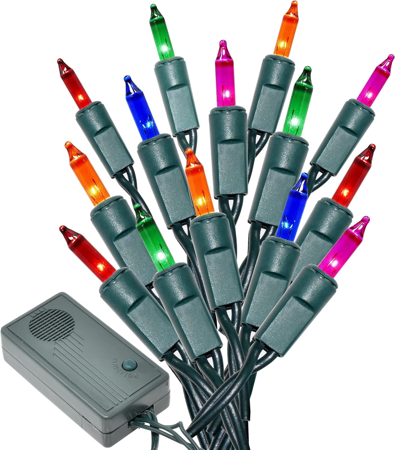 String Lights - Holiday Essence - Set of 140 Indoor Multi-Color Musical Christmas Lights - Plays 25 Classical Holiday Songs - 8 Function Chaser - Green Wire - 31.2 Ft Wire Length, 2