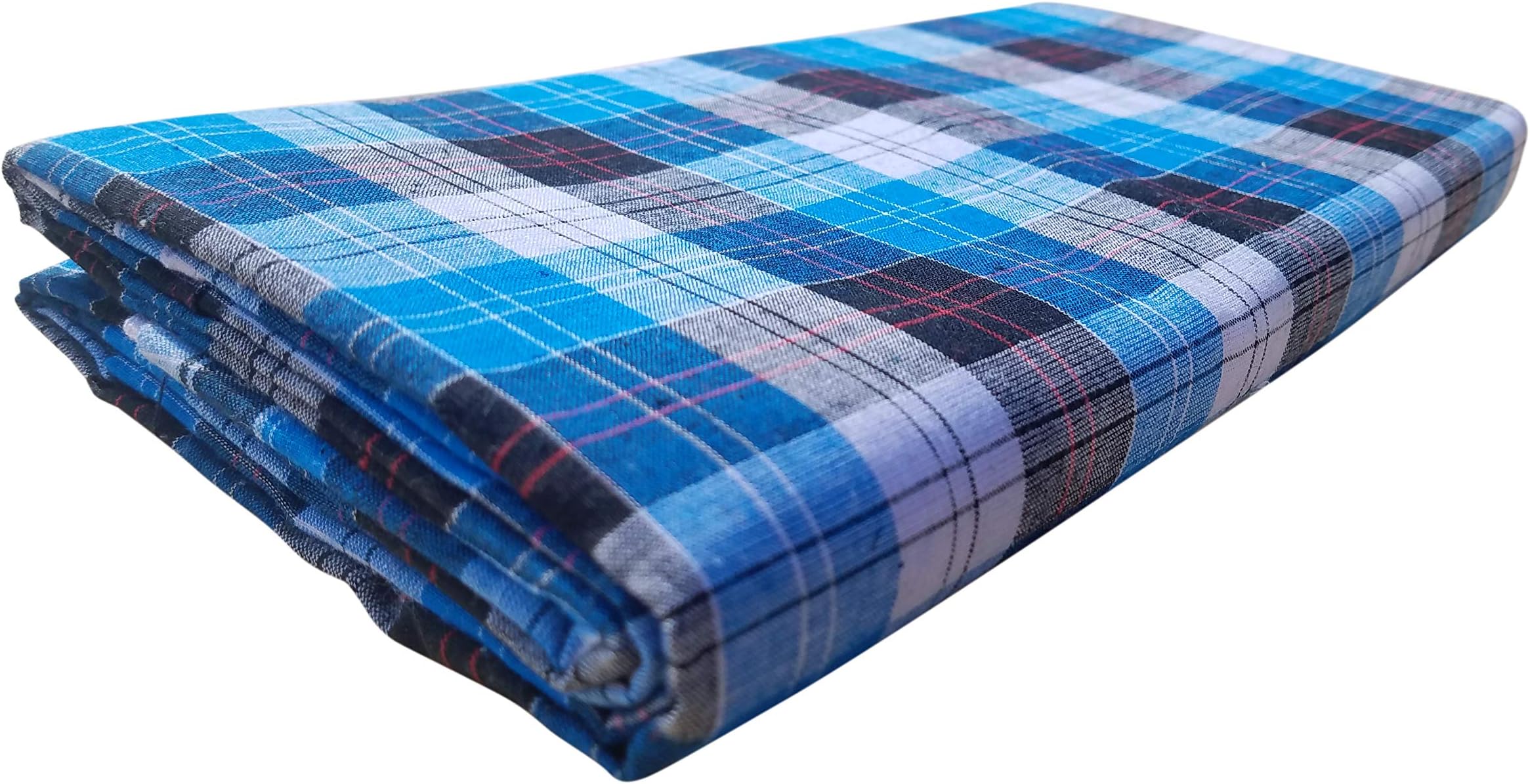 Mayaka786 Mens Cotton Lungi/Beachwear Sarong - Unsewn Blue