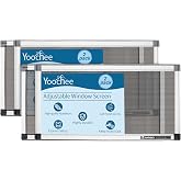 Yoochee Expandable Window Screen, 2 Pack Adjustable Window Screen (10" H x 19" - 36" W) - Small Replacement Window Screens with Frame, Durable Replacement Screen for Window