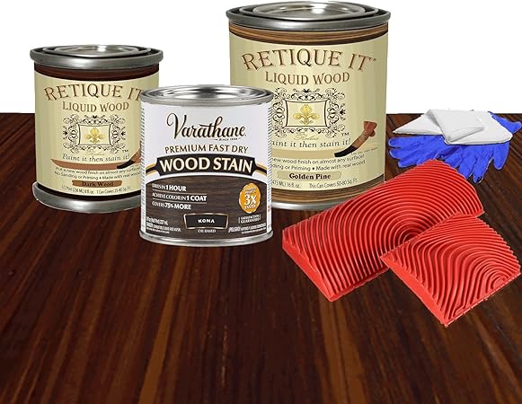 Retique It Liquid Wood 16oz Pint 225 Kona Dark Over Golden Pine