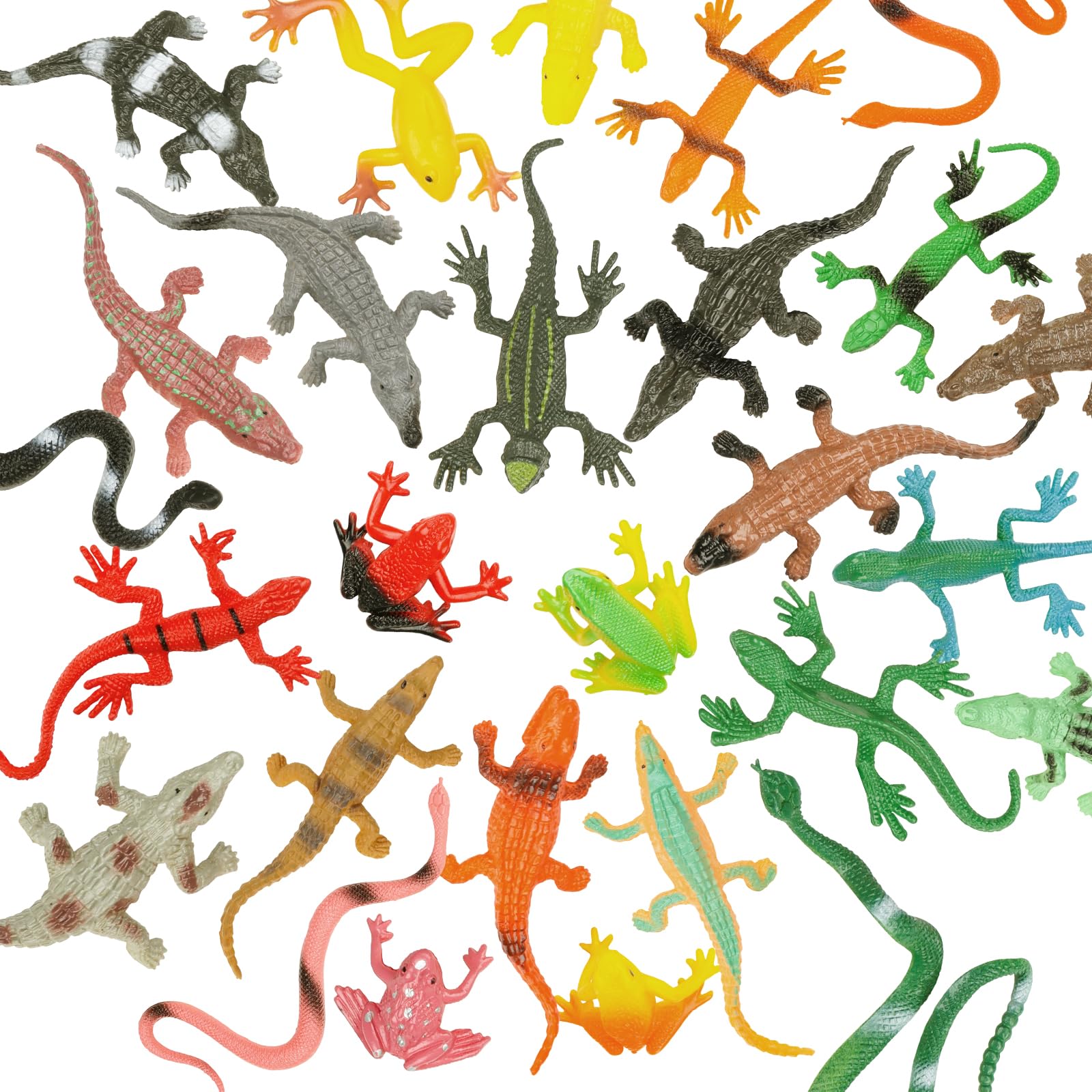 DOITEM 27Pcs Reptile Toys Realistic Figurines Model Animal Animal Figures Plastic Reptile Snake Lizards Frog Crocodile Toys Set Animals Toy for Kids Science Project Learning Educational Toy Gift — image 1