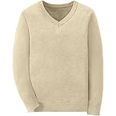 Boys School Uniform Sweater Kids Long Sleeve V Neck Pullover Knitted Jumper Fall Winter Clothes 9-16 Years