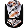 HISDERN Mens Ties Plaid Tie and Pocket Square Set Classic Woven Formal Checkered Neckties & Handkerchief Wedding Party