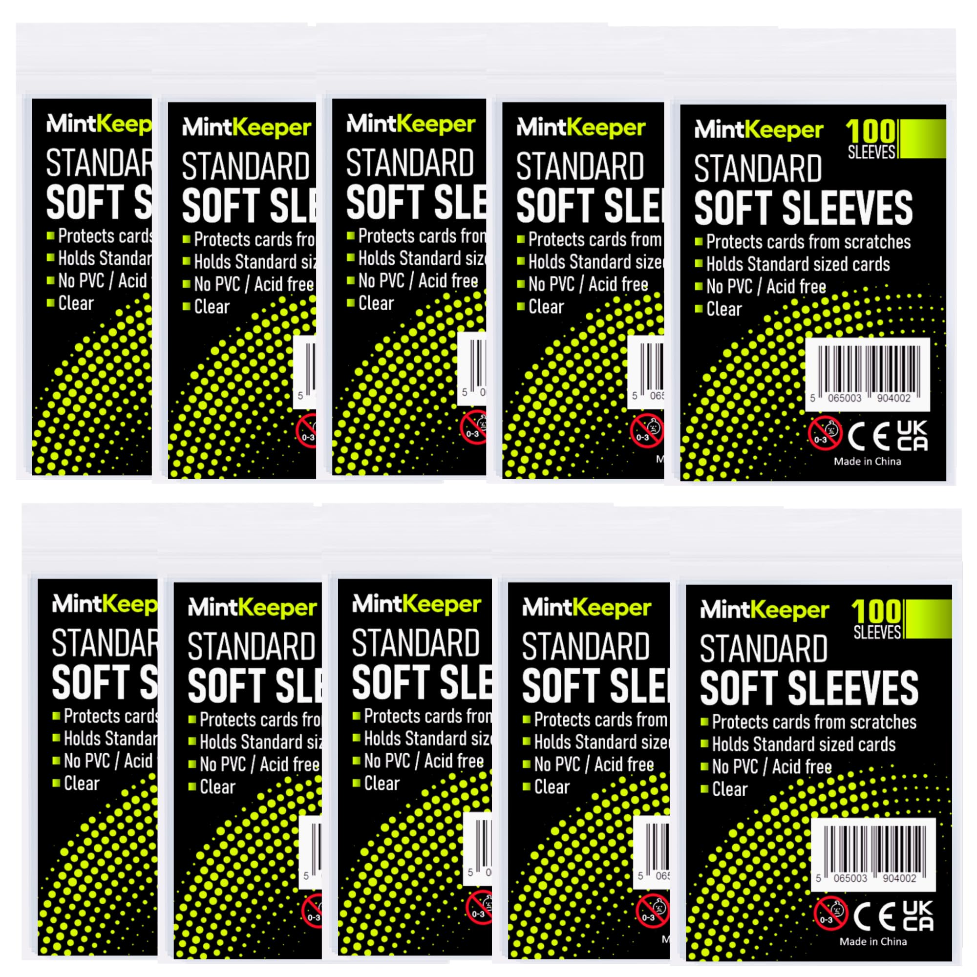 MintKeeper - Standard Soft Card Sleeves - Trading Card Penny Sleeves Compatible with Most Standard Sport and Trading Cards (10 Pack)