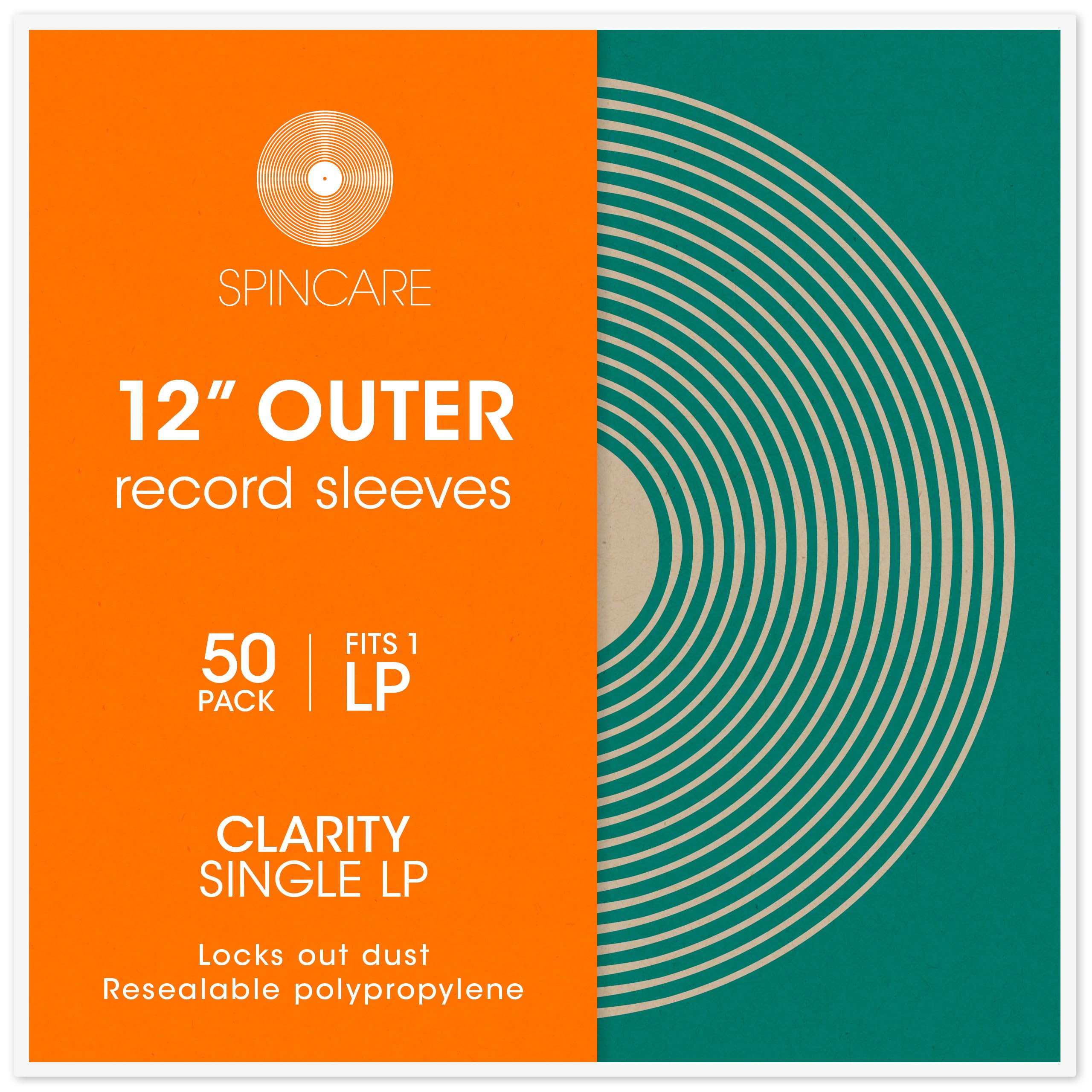 50x 12 Inch Single LP Resealable Clear Outer Vinyl Record Sleeves | Clarity Blake Covers Fit Single 12” Albums & LPs