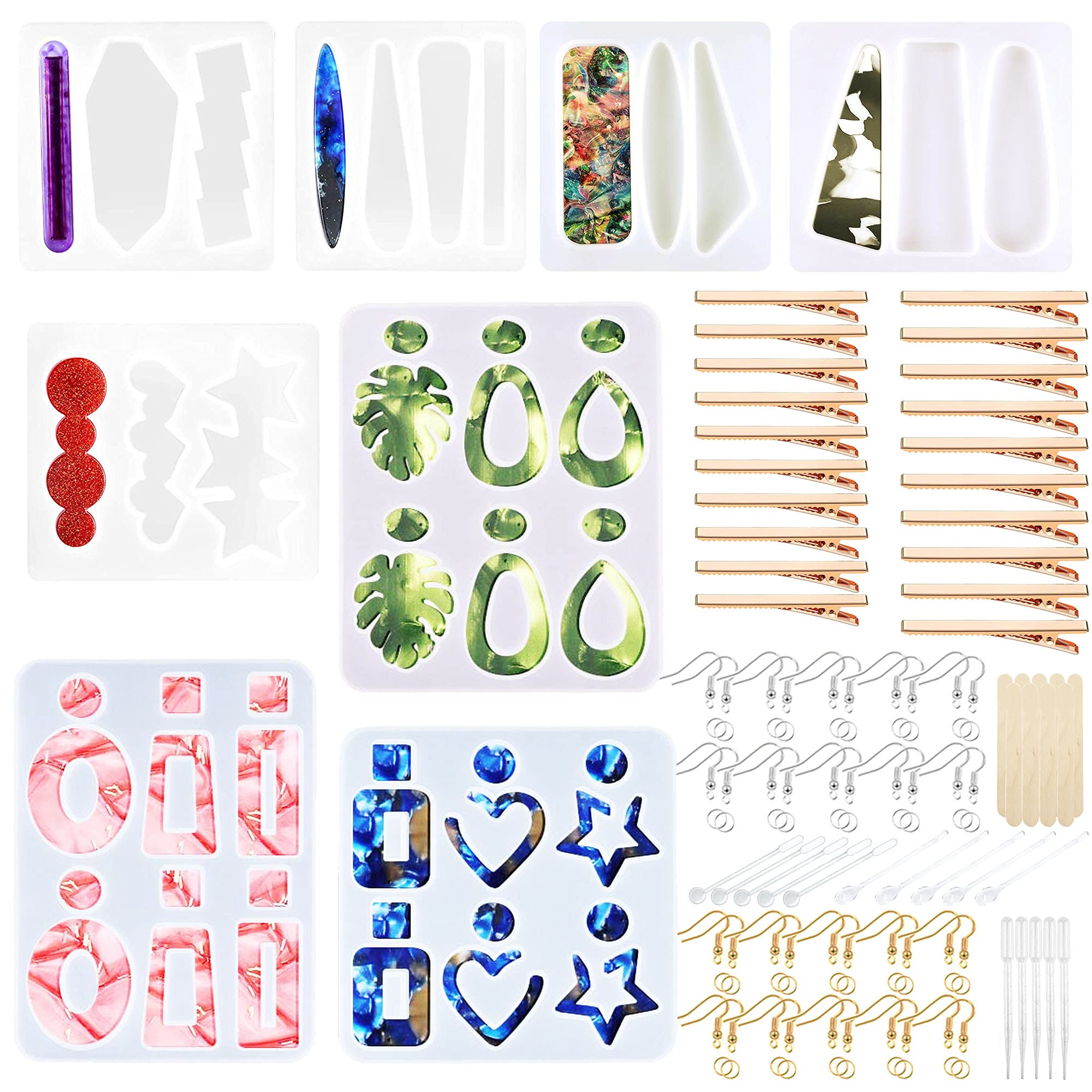 Woohome Earring Resin Kit - DIY Hair Pin & Earring Moulds Set