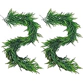 PHYTIGRO 2pcs 6FT Artificial Christmas Decorations Norfolk Pine Real Touch Stems Tree,Indoor Outdoor Garland for Mantle Window Wall Greenery Home Decor
