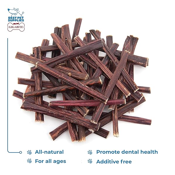 BEST PET SUPPLIES GIGABITE SINGLE INGREDIENT ALL NATURAL FREE RANGE BULLY TREATS AND CHEWS – BULLY STICKS/BLADDER STICKS/BEEF ESOPHAGUS ESOPHAGUS STICKS (6 INCH), PACK OF 40