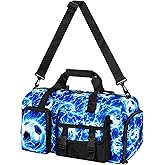 Duffle Bag for Boys, Kids Water Resistant Travel Bag with Separate Shoe Compartment for Sports, Gym, Overnight Weekender - Lightning Soccer