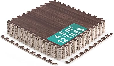 Yes4All Interlocking Exercise Foam Mats 12 Tiles 4.46 m² Dark Walnut