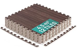 Yes4All EVA Interlocking Mats, Puzzle Floor Tiles, Foam Floor Padding with Border for Furniture, Home Space, Living Room, Gar