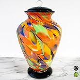 Everlight Memorials Autumn Radiance Hand Blown Glass Art Large Cremation Urn for Human Ashes – Adult Memorial Urn for Man or Woman – Museum Quality