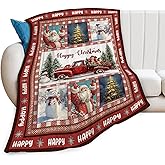 Christmas Santa Claus Blanket Christmas Pleasant Car Tree Throw Blankets Gifts for Girls Boys Kids Soft Cozy Fleece Plush for Couch Sofa Bed 50"x40"
