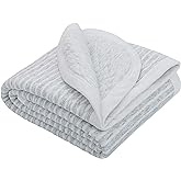 NTBAY Jersey Cotton Quilted Toddler Blanket, Breathable and Warm for Boys and Girls Baby Blanket, 30x40 Inches, Grey Wave