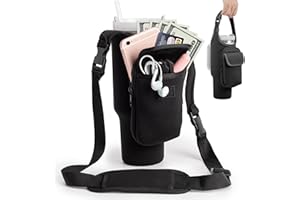 BUFILEA Carrier Bag with Phone&Flap Pockets for Stanley 40/30oz Tumbler with Handle, Insulated Neoprene Cup Holder Carrier Bag w/Shoulder & Handheld Strap Fits Stanley Cup Accessories