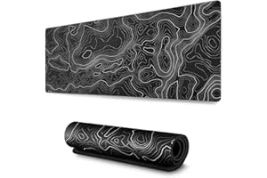 Large Mouse Pad Mat (35x17 in) Extended XXXL Gaming Mouse Pad with Non-Slip Rubber Base,Background Topographic Map Lines Cont