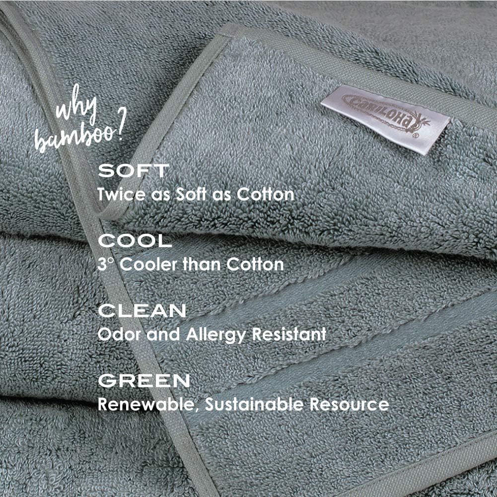 Cariloha 600 GSM Bamboo & Turkish Cotton Bath Sheet - Odor Resistant, Highly Absorbent - Includes 1 Towel - 1-Year Limited Quality Warranty - Ocean Mist: Kitchen & Dining