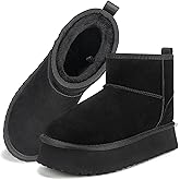 Mishansha Classic Platform Mini Boots for Women Faux Suede Ankle Boots Warm Winter Boots