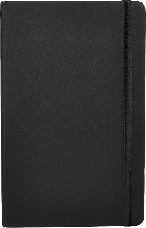 Cuaderno clásico Amazon Basics, tamaño A5, cuaderno diario para oficina, escuela, casa, escritura y toma de notas, rayado, 240 páginas, negro