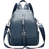 ALTOSY Genuine Leather Backpack for Women Convertible Shoulder Bag with Buckle Flap