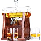 Jillmo Whiskey Decanter Set, 1250ml Whiskey Decanter with 2 Whiskey Glasses