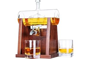 Jillmo Whiskey Decanter Sets for Men, 1250ml Decanter Set with 2 Whiskey Glasses, Ideal Bourbon Gifts for Men