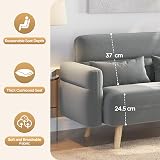 Yaheetech Small Modern Fabric Loveseat 116cm Light Grey with Pillows view 5