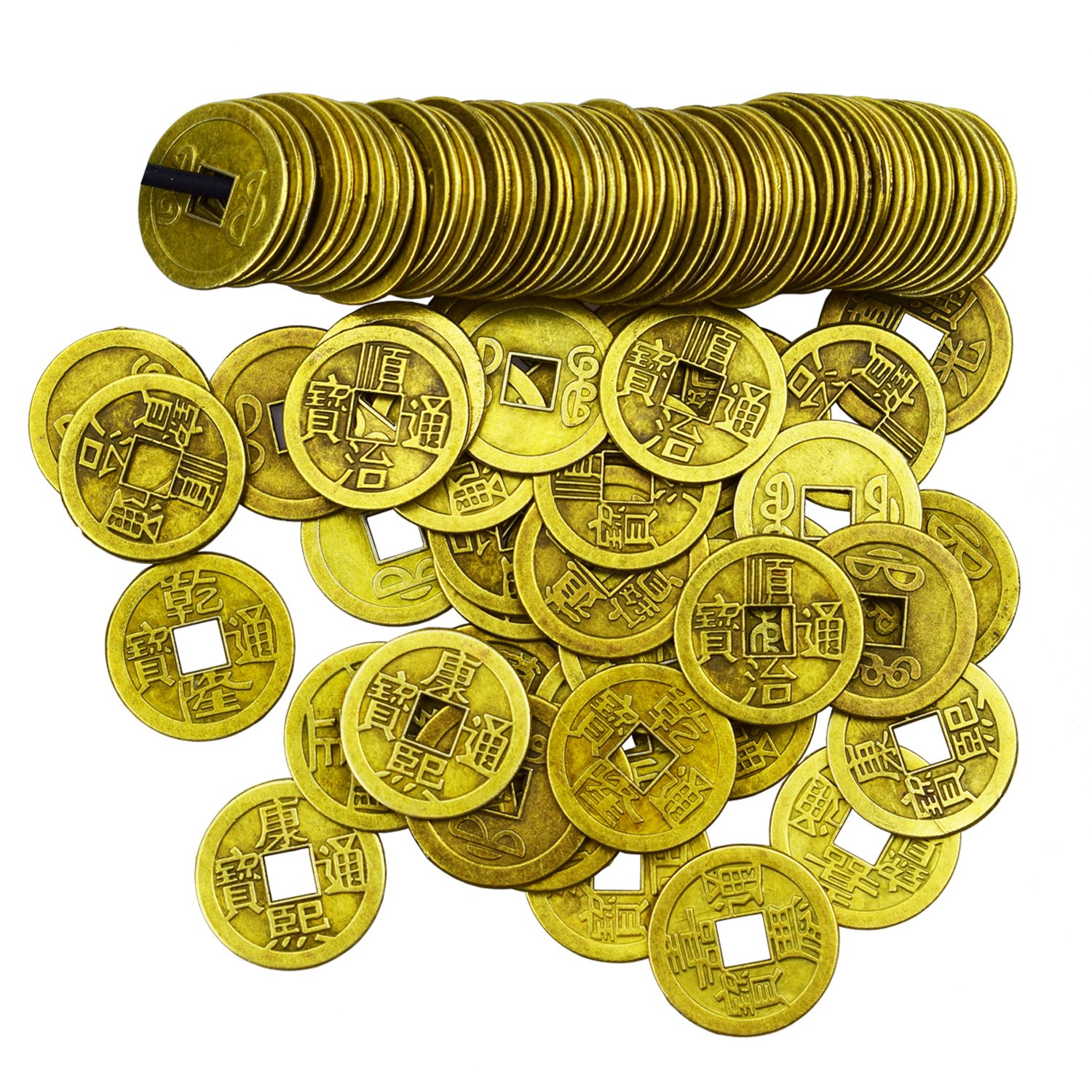 Motanar 200 Pieces 1 Inch Chinese Fortune Coins Feng Shui I-Ching Coins Chinese Good Luck Coins Ancient Chinese Dynasty Time Coin