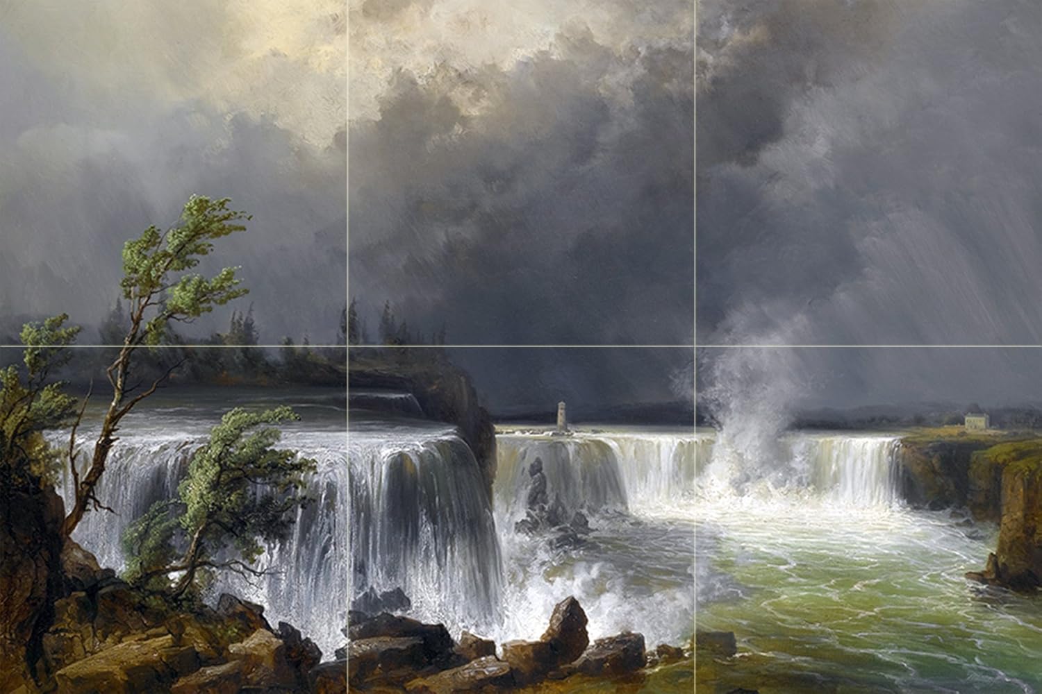 NIAGARA FALLS J. Puttner water rock Tile Mural Kitchen Backsplash Marble Ceramic - Picture 4 of 23