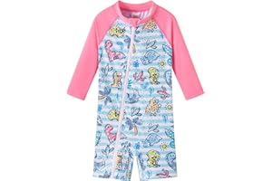 UMELOK Baby Girls' One Piece Swimsuit Full Zip UPF 50+ Sun Protection Swimwear Rash Guard Swim Suit