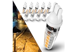 Heifymi T5 T10 Wedge Base Landscape Light Bulbs 3 Watt Replace 25W 30W Halogen 2700K Warm White 300lm 12V-24VAC/DC 921 194 LED Bulb for Landscape RV Camper Marine Boat Garden Pathway Lighting, 10 Pack
