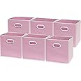Simple Houseware Cube Baskets with Handles, Pink - 6 Pack