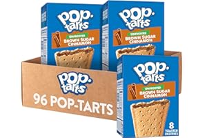 Pop-Tarts Toaster Pastries, Breakfast Food and Kids Snacks, Unfrosted Brown Sugar Cinnamon, 10.15lb Case (96 Count)