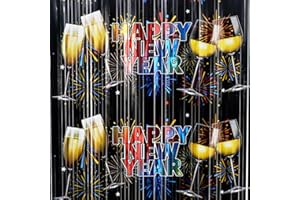 GOER Foil Curtain Backdrop for New Year Eve Party Decorations| Metallic Tinsel New Year Theme Photo Booth Props (1 Pack)