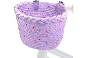 Aikolesa Kids Bike Basket for Boys Girls, Front Bicycle Basket Woven, Easy-Install Adjustable Straps for Balance Bikes Scooters​
